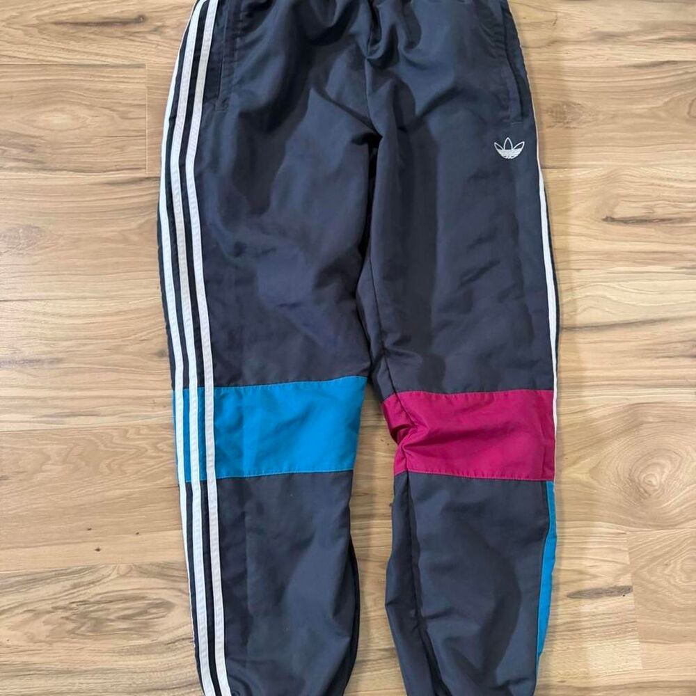 Retro style Adidas track pants baggy color block skater Size medium